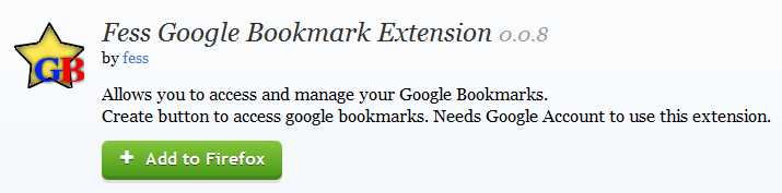 Firefox, Fess google bookmark extension