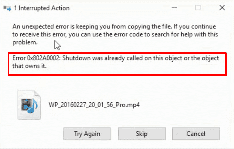 Fix 0x802A0002 Shutdown was Already Called on this object in Windows 10 image 1