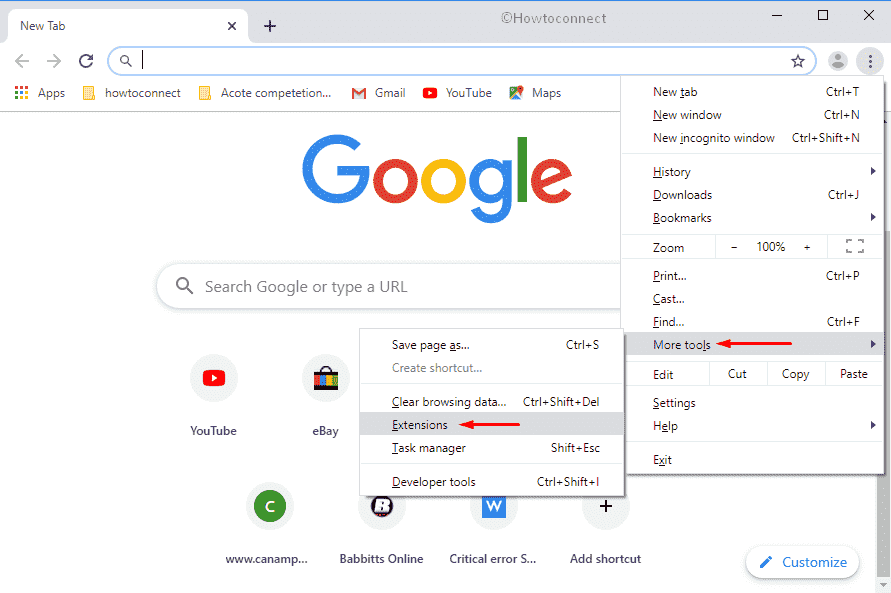 Fix Aw, Snap! Error Google Chrome-choose extensions