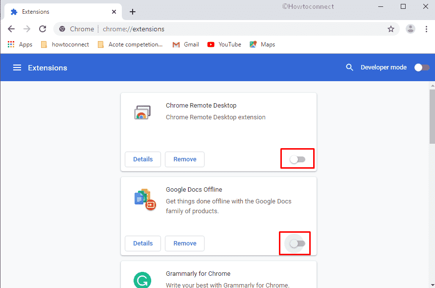Fix Aw, Snap! Error Google Chrome-disable extension