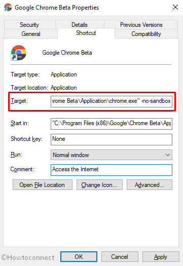 Fix Aw, Snap! Error Google Chrome-turn off sandbox mode
