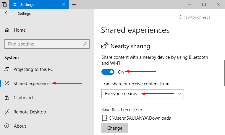 Fix Nearby sharing Issues in Windows 10 Pic 4
