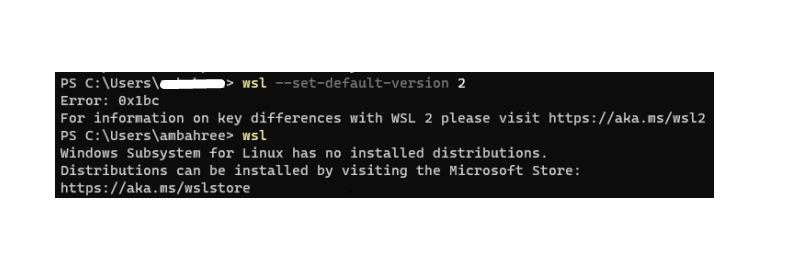 Fix WSL 2 Error 0x1bc set default version 2 in Windows 10
