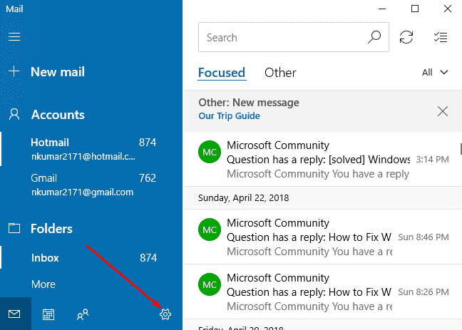 Folder and message spacing in Mail App Windows 10 or 11 image 2