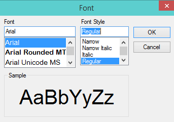 Font Window in Reference Option
