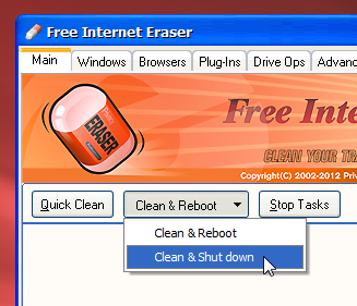 free internet eraser main interface