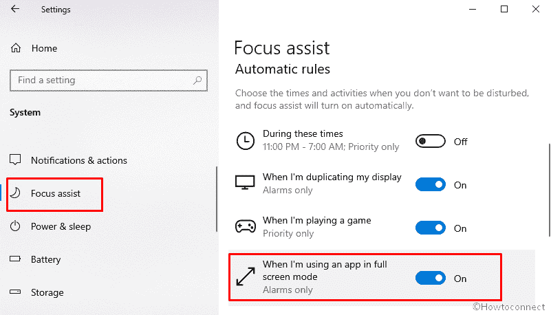 Full screen mode focus assist - Windows 10 1903