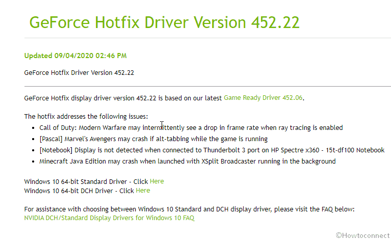 GeForce Hotfix Driver Version 452.22 Based on NVIDIA Game ready