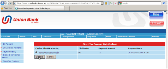 Get Challan Identification No. and Details