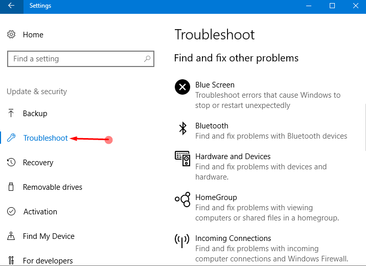 Get at Troubleshooters On Windows 10 and Run to Solve Issues Image 2