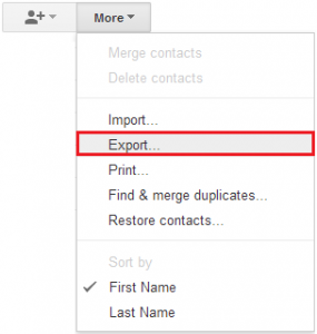 gmail account  export contacts