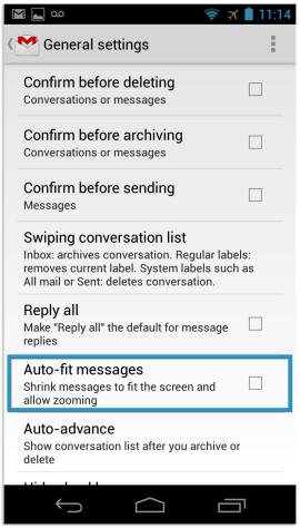 gmail app enable pinch to zoom on android