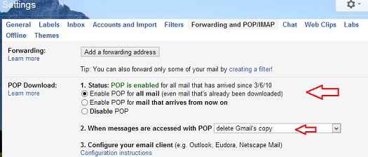 gmail settings option