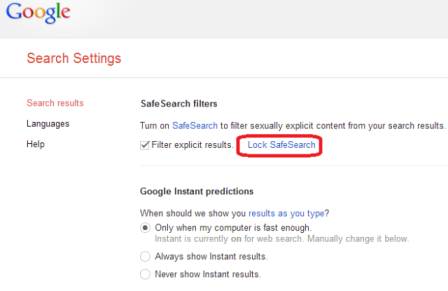 Google lock safe search