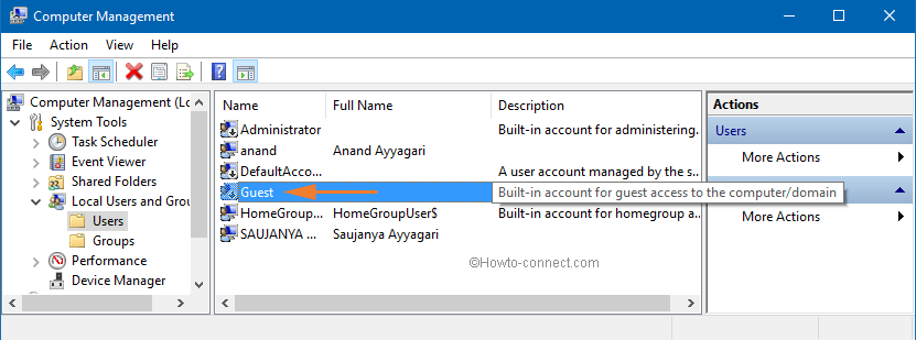 Guest built in account in Computer Management