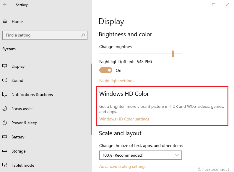 HD Color Settings Windows 10 October 2018 Update