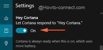 Hey Cortana is activated in Windows 10