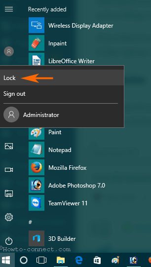 Hide Lock in User Tile Menu on Start windows 10 pic 1
