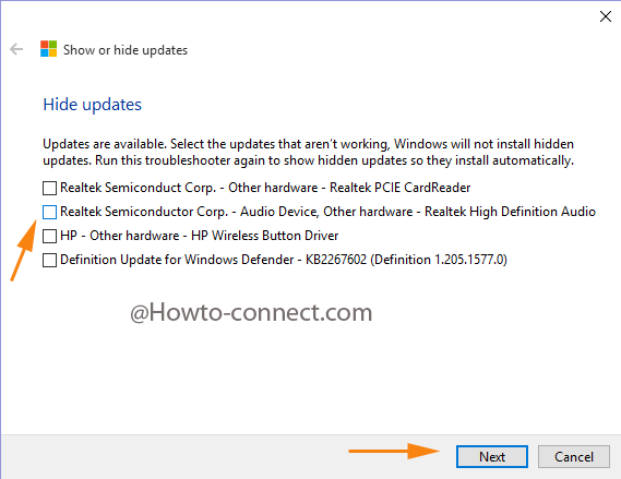 Hide the not required updates and drivers to Block Windows 10 Update for Specific Drivers