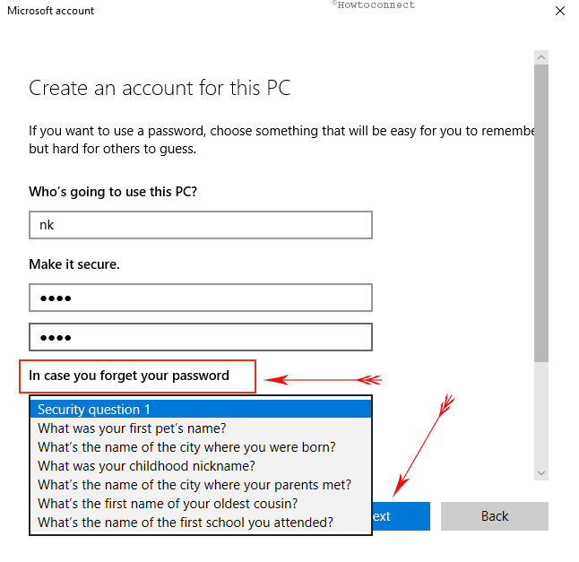 How to Add Security Questions to Other People Account Password in Windows 10 pic 5