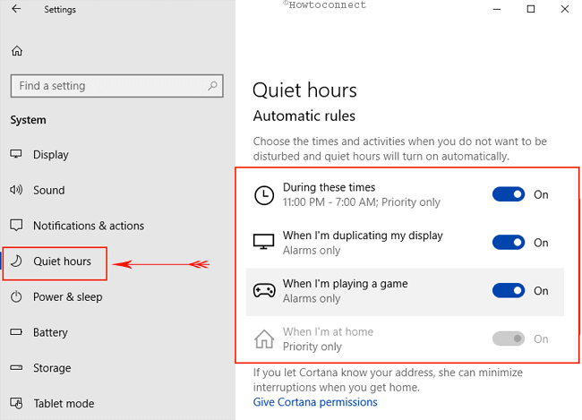 How to Automatic Turn on Quiet Hours for Set Rules in Windows 10 Pic 2