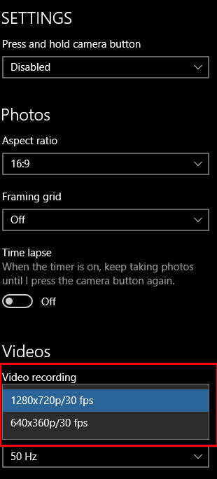 How to Change Resolution offer video Windows 10 camera app pic 1