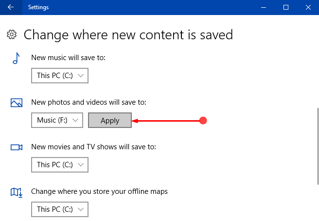 How to Change Where New Content is Saved in Windows 10 Photos 4
