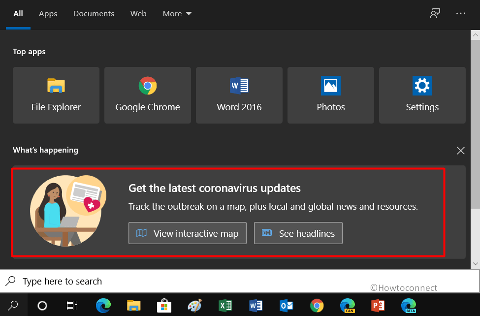 How to Check Coronavirus Update on Windows 10 Image 1