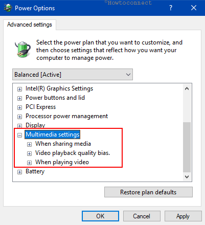 How to Customize Multimedia settings in Power Options Pic 18