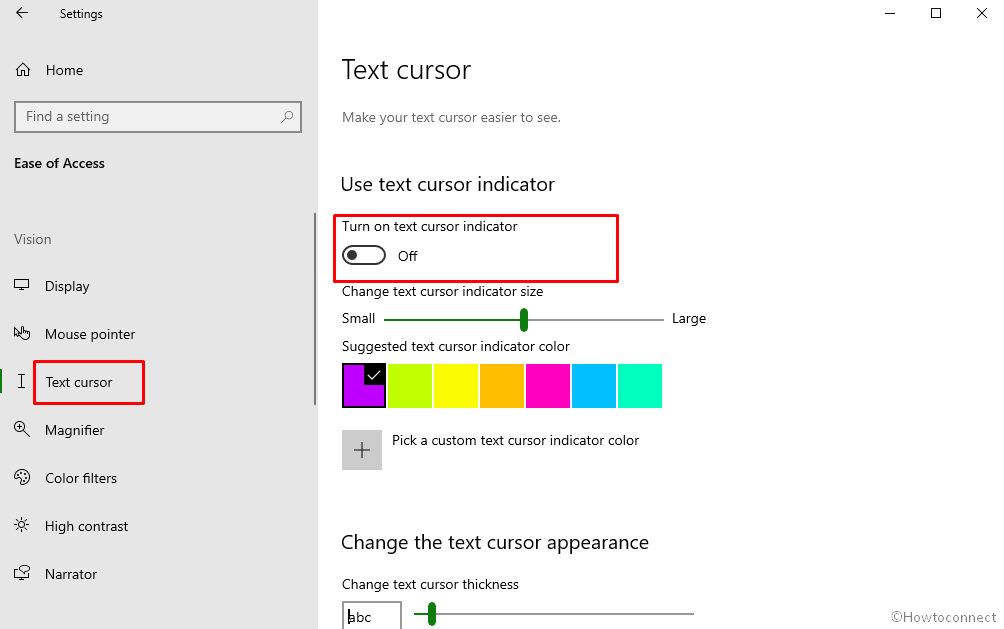 How to Disable or Enable Text Cursor Indicator in Windows 10 image 2