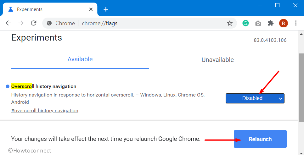 How to Enable Disable Overscroll history navigation in Chrome Pic 1