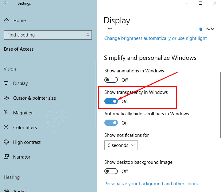 How to Enable Show Transparency in Windows on Windows 10 pic 6