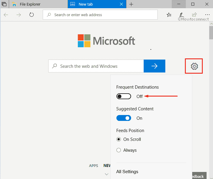 How to Enable and Disable Frequent Destinations in Sets New Tab page in Windows 10 image 2