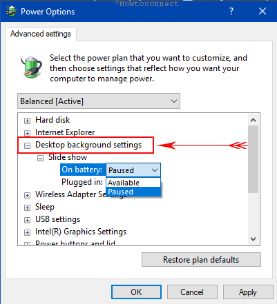 How to Optimize Desktop background settings in Power Options Advanced Settings Pic 7