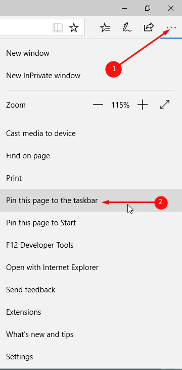 How to Pin Webpage to Taskbar with Edge Browser image 1