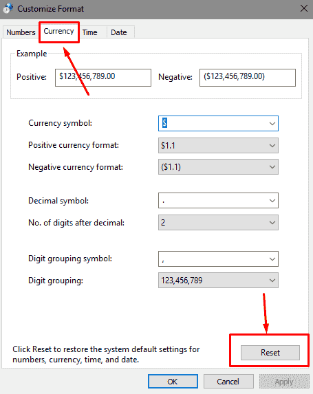 How to Reset Currency Format in Windows 10 image 3