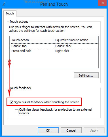 How to Show Visual Feedback Around the Touch Points in Windows 10 Pic 8