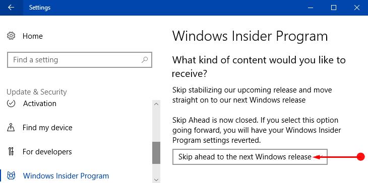 How to Skip Ahead to the Next Windows Release in Windows 10 Image 1