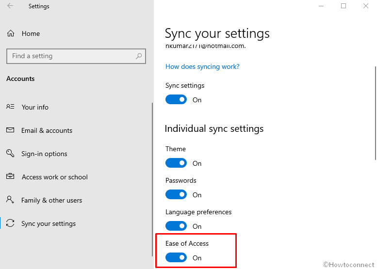 How to Sync Ease of Access in Windows 10 image 3