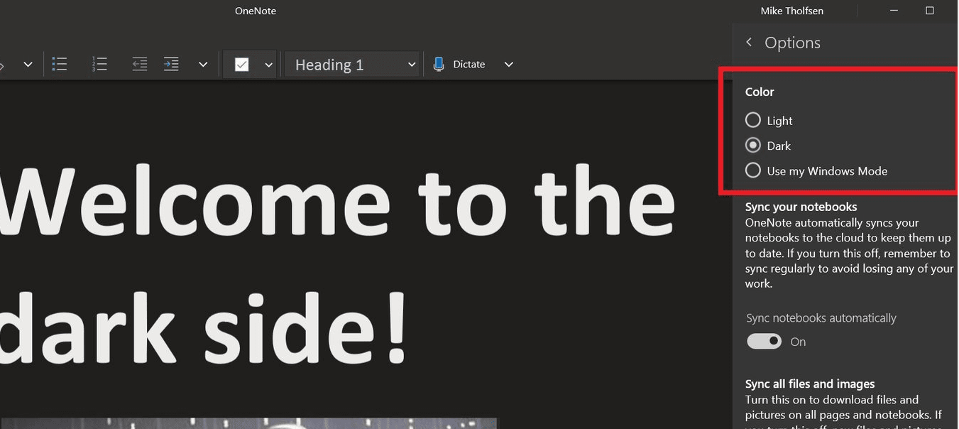 How to Turn on OneNote Dark Mode in Windows 11 or 10 image 3