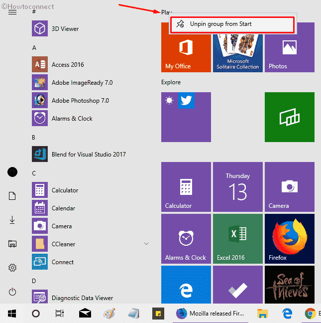 How to Unpin Folders and Groups From Start menu in Windows 10 image 3