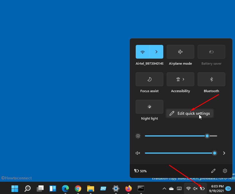 How to enable blue light filter in Windows 11 through action center