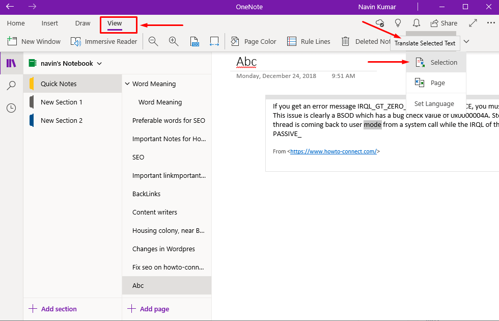 How to translate texts in OneNote Windows 11 or 10 image 1