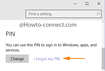 I forgot my PIN link under the PIN section