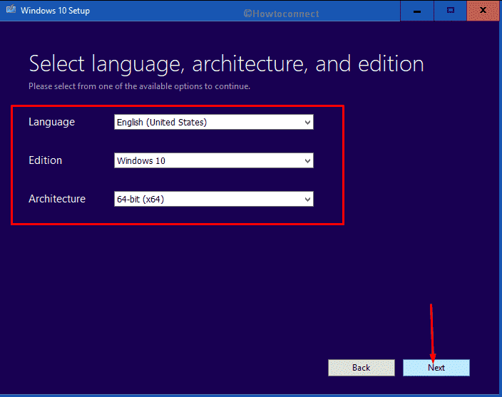 Install Windows 10 November 2019 Update Version 1909-select language, architecture and edition