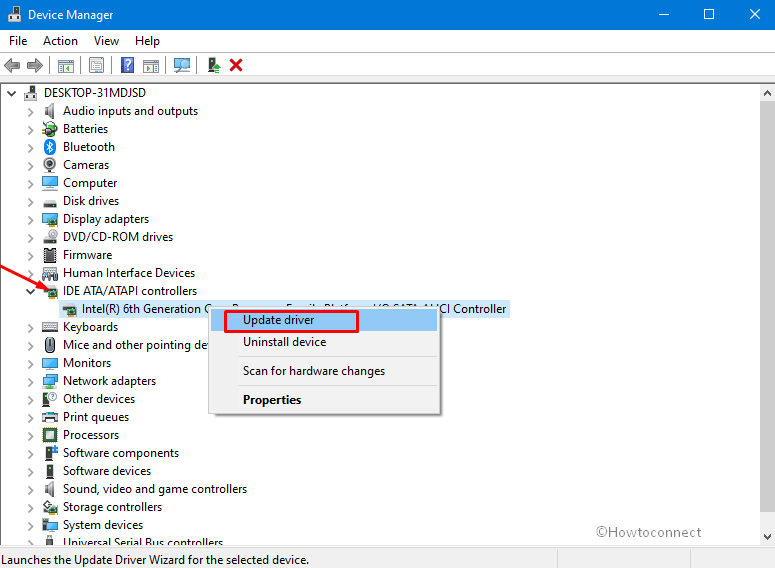 Intel (R) 6th Generation Core Processor Family Platform IO SATA AHCI Controller Update driver