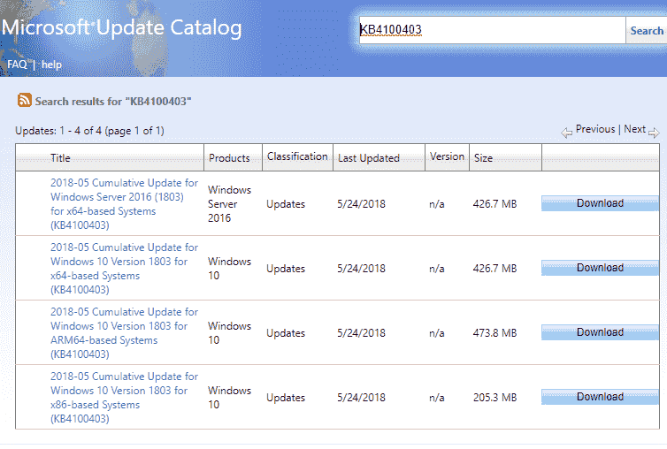 KB4100403 for Windows 10 Version 1803 April 2018 Update Build 17134.80