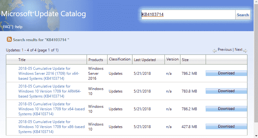 KB4103714 Update Windows 10 version 1709 Build 16299.461 Details image