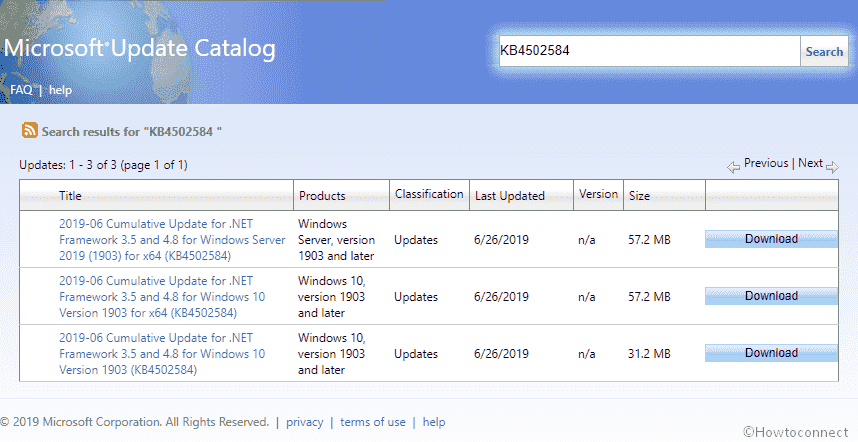 KB4502584 Windows 10 1903 .Net Framework 4.5, 3.8 Cumulative update Image 1