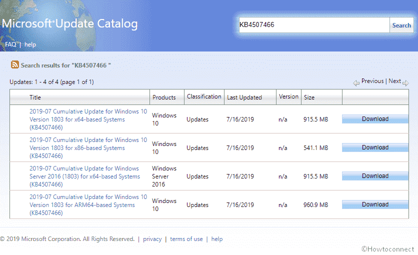 KB4507466 Windows 10 Build 17134.915 Cumulative update - 16 July 2019 - Image 1